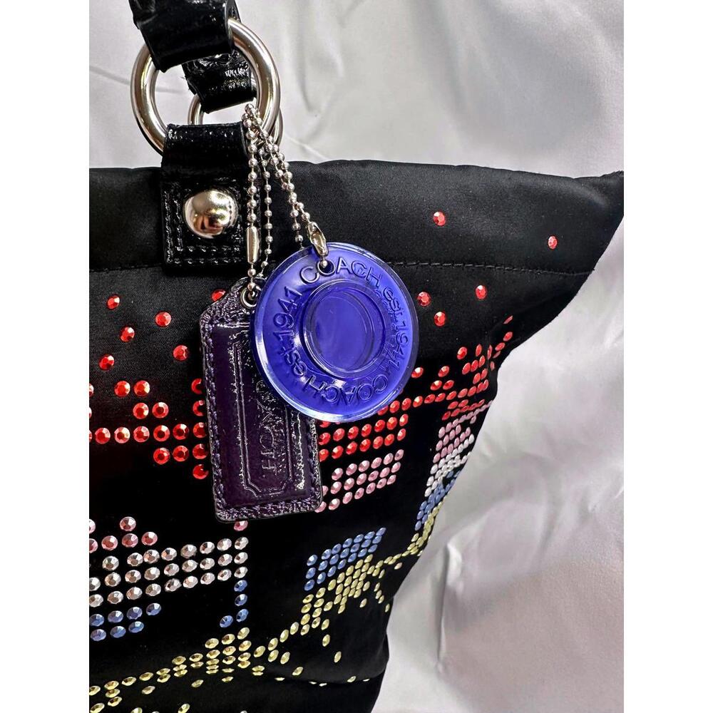 Coach Special Holiday Edition Tote Bag W/Multi Colored Rhinestones Black, EUC - Picture 3 of 12
